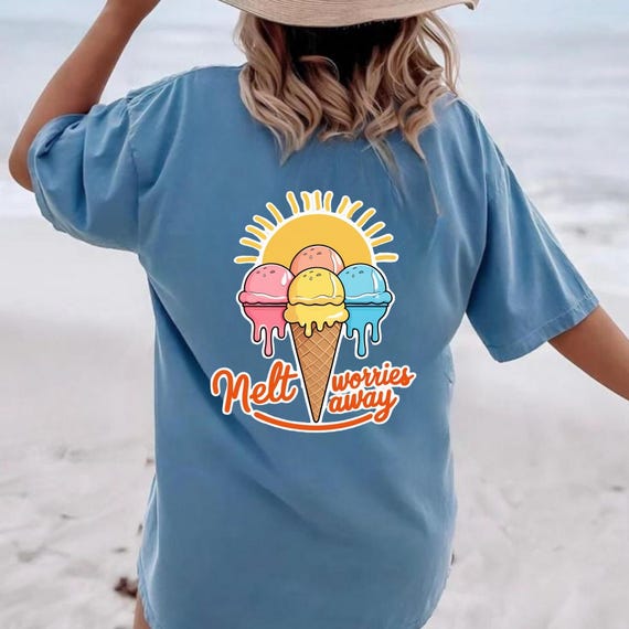 おもしろアイスクリームTシャツ：レトロな漫画「心配を溶かして 