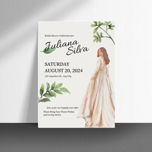 Grünes Aquarell Illustrative Brautparty-Feier-Einladung Hochzeitseinladung, Hochzeitsfeier, Brautparty, elegante Karten, Blumen