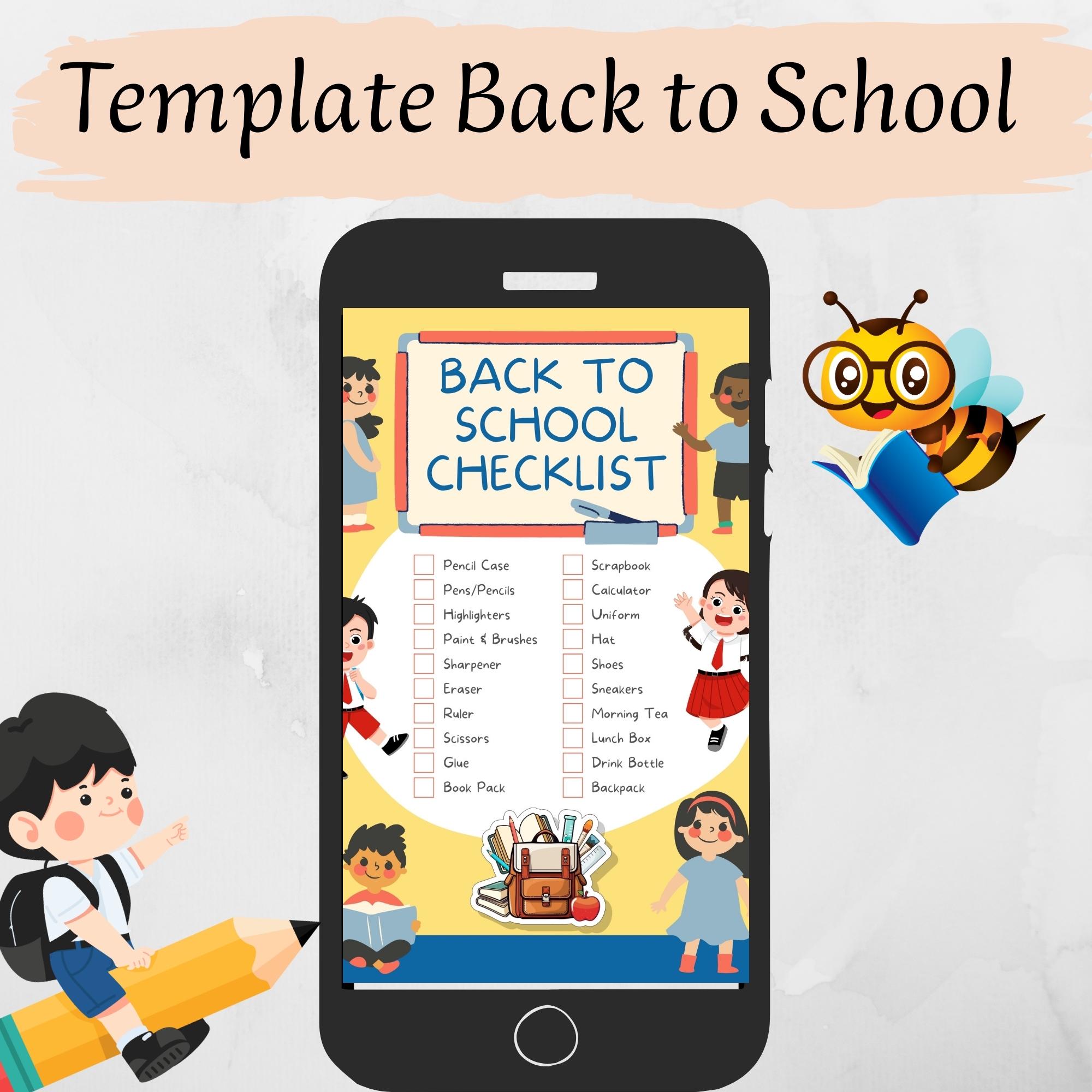 Back to School Checklist Printable: Editable School Supply List (PDF ...