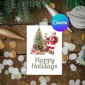 Vintage Santa Christmas Card | Festive Holiday Greeting | Merry Xmas Gift Card ChristmasCard,SantaHolidayCard,HappyHolidays,SantaClausCard
