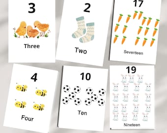 Numbers 1-20 Flashcards – Printable Counting Cards (PDF Canva Edit)