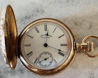Waltham Taschenuhr - 14k Tri-Color Gold, Diamantbesatz