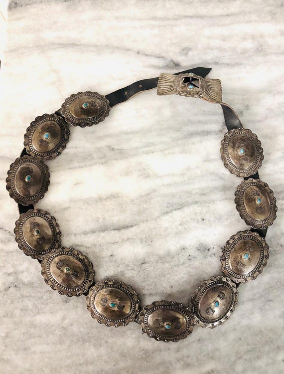 Antique Navajo Sterling Silver Concho Belt — Authentic  display picture 1