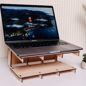 Wood Laptop Stand, Desk Laptop Holder, Laptop Riser, MacBook Stand, Ergonomic Desk Accessory, Holder for Laptop, Desk Laptop Stand