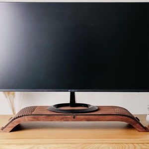 Wood monitor stand, Monitor raiser, Wood desk Shelf, Raiser for iMac, Desk Monitor Stand, Monitor Shelf with tray