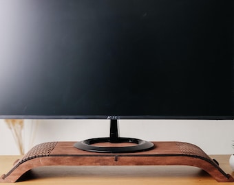 Wood monitor stand, Monitor raiser, Wood desk Shelf, Raiser for iMac, Desk Monitor Stand, Monitor Shelf with tray