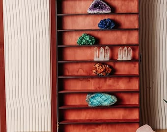 Kristallvitrine, Mineralienständer, Kristallaufbewahrungsschrank, Sammlerregal, Organizer mit Glastür