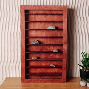 Crystal Display Case, Crystal display cabinet with glass door, Crystal storage for collectibles, Crystal organization, Mineral display case