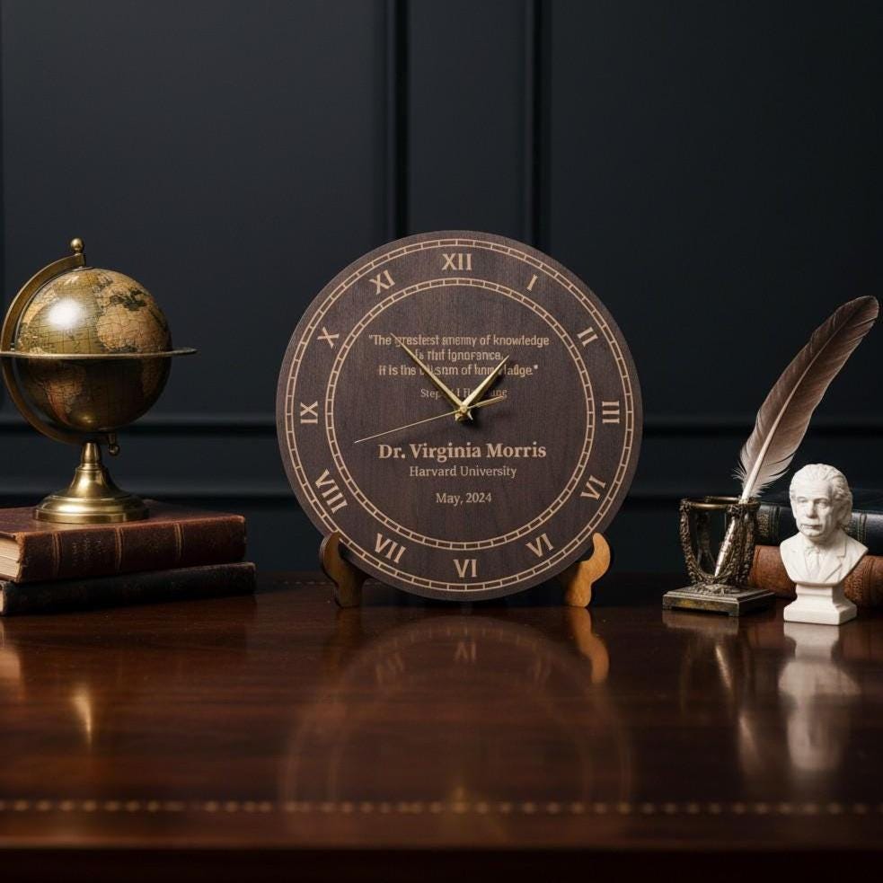 Wood Wall Clock, Phd Graduation Gift Clock, Doctorate Degree Wall Clock ...