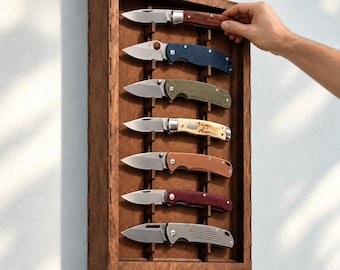 Knife Display Case, Plywood Knife Organizer, Wall Mounted Collector Storage