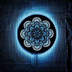Mandala Leuchtreklame, Boho Holz Wandkunst, Yoga Leuchtreklame, Mandala LED Wandkunst, Heilige Geometrie Lampe, Mandala Wanddekoration mit LED