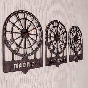 City wall clock, Name Cities Clock, Custom City Clock, Silent Wall Clock, Roman Numerals Wall Clock, Time Zone Clock, World Clock Wall