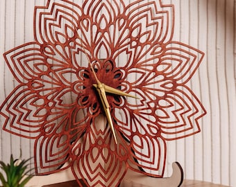 Reloj de pared de mandala, reloj de pared de naturaleza, reloj de pared minimalista, decoración de pared de yoga, reloj de pared geométrico, reloj de pared de hojas, reloj de pared único