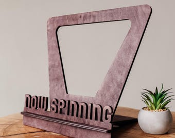 Now Spinning Vinyl Record Stand, Wood Record Display, Tabletop Lp record storage, Vinyl record holder, Now Spinning Vinyl Record Holder