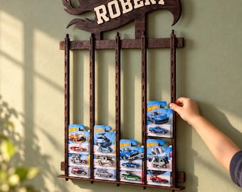 Toy Car Storage, Plywood Vehicle Organizer, Kids Collection Holder