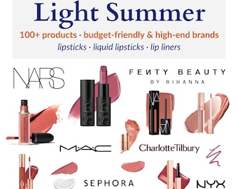 Light Summer Lip Make-up Guide 100+ Products & Shades, Lipstick, Liner, Liquid - Mac, NYX, Sephora, NARS | Seasonal Color Makeup PDF