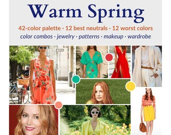 Warm Spring Color Guide for Women – Makeup Palette, Hair Color, Wardrobe Colors, Seasonal Color Analysis PDF, Personal Style Ebook