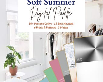 Soft Summer Color Palette | Soft Summer Digital Swatch | Wardrobe Color Guide | Seasonal Color Fan
