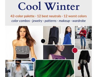 Cool Winter Color Guide for Women – Makeup Palette, Hair Color, Wardrobe Colors, Seasonal Color Analysis PDF, Personal Style Ebook