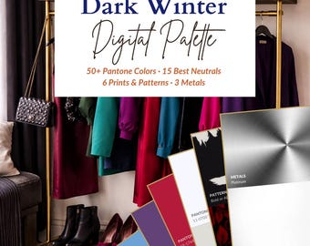 Dark Winter Color Palette – Deep Winter Digital Swatch Chart, Seasonal Color Analysis, Wardrobe Color Guide PDF