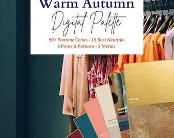 Warm Autumn Color Palette | Warm Autumn Digital Swatch | Wardrobe Color Guide | Seasonal Color Fan