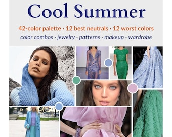 Cool Summer Guide Makeup Palette Hair Color Wardrobe Ideas Color Swatches Personal Stylist Ebook