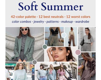 Soft Summer Color Guide for Women – Makeup Palette, Hair Color, Wardrobe Colors, Seasonal Color Analysis PDF, Personal Style Ebook