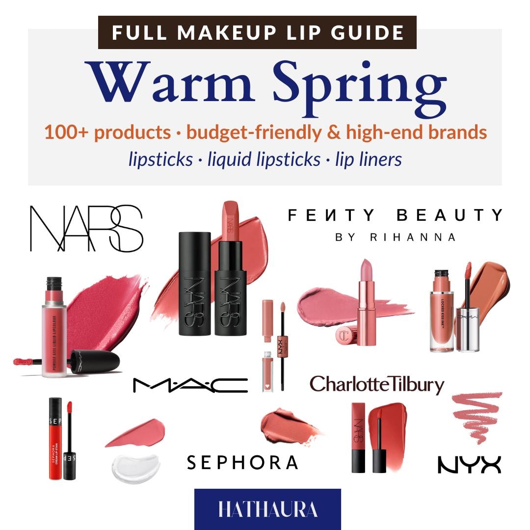 Warm Spring Lip Make-up Guide 100+ Products & Shades, Lipstick, Liner ...