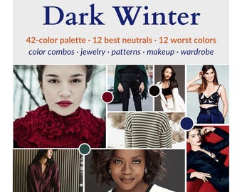 Dark Winter Color Guide for Women – Makeup Palette, Hair Color, Wardrobe Colors, Seasonal Color Analysis PDF, Personal Style Ebook