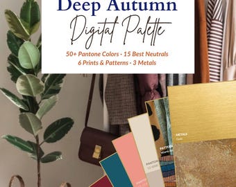 Deep Autumn Color Palette | Dark Autumn Digital Swatch | Wardrobe Color Guide | Seasonal Color Fan