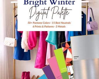 Bright Winter Color Palette – Clear Winter Digital Swatch Chart, Seasonal Color Analysis Wardrobe Guide PDF