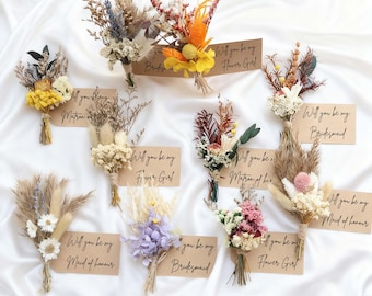 Dried Flower Bouquet, Natural Flower Bouquet, Mini Bridesmaid Bouquet, Boho Bridesmaid Proposal, Maid of Honour Gift Idea, Boho Wedding Gift