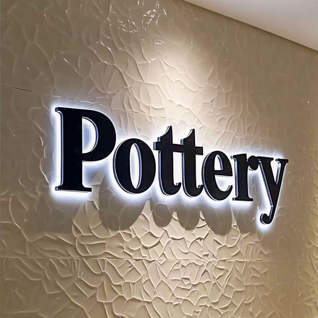 Custom LED Backlit Business Sign: Black Metal 3D Office Decor - Etsy