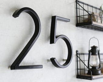 5-Zoll-schwarze Zinklegierung Floating House Number | Metall Adresse Zahlen Zeichen | Outdoor-Adresse