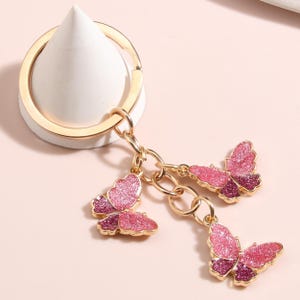 Llavero de mariposa de cristal, llavero con gota de aceite dorada, dijes para bolso, regalos para mujer, dije para billetera, regalo para mejor amiga, llavero para auto.