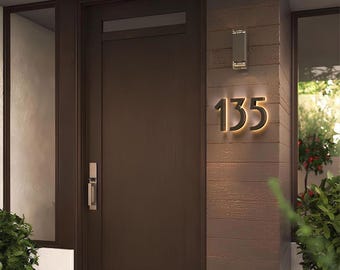 Custom LED House Number Sign, Modern Metal Address Sign