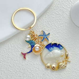 Ocean Shell Keychain,Beach Keychain,Bag Shell Charms,Wallet Pendants,Starfish  Jewelry,Women&#39;s Gifts,Cute Bag Charms,Best Friend Gift
