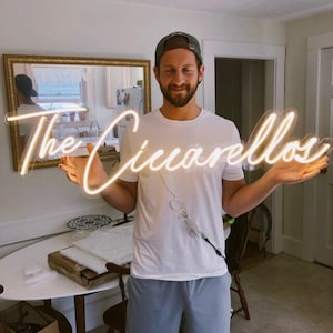 Letrero de neón personalizado, letrero de neón con nombre de familia, letrero de neón personalizado para bodas, letrero LED, letrero de neón acrílico, letrero con apellido, decoración del hogar para el dormitorio