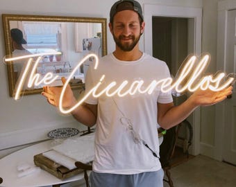 Custom Family Name Neon Sign, Personalized Wedding Decor