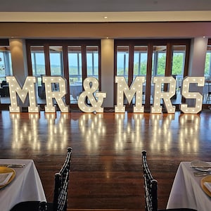 Letra de marquesina de 90 cm o 120 cm para Sr. y Sra., letrero decorativo para fiesta de cumpleaños o boda, letreros para bodas, letreros para food trucks, letreros LED.