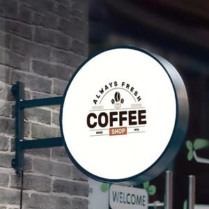 Personalized Cafe Light Box Sign,Double Sided Light Box Signage,Illuminated Blade Sign,Store Front Sign,Outdoor Sign