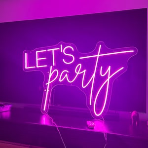 Insegna al neon Let's Party, insegna al neon, insegna al neon per feste personalizzata, luce al neon a LED, insegna al neon per matrimoni, luce al neon per fidanzamento, regali personalizzati