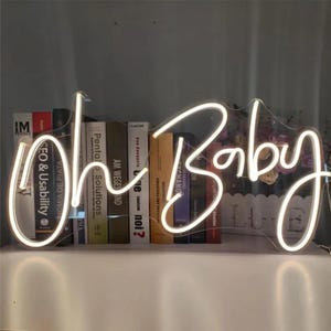 Letrero de neón personalizado, letrero de neón Oh Baby, decoración de baby shower con luz de neón, regalos de baby shower con luz LED, dormitorio para niños, regalos personalizados