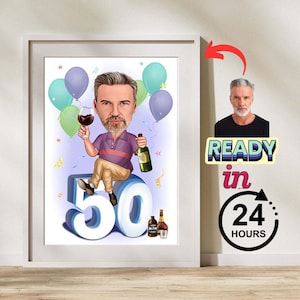 Caricature from photo, Birthday Gift Idea, 80th birthday gift, 70th birthday gift, 60th birthday gift, 50th birthday gift 40th birthday gift