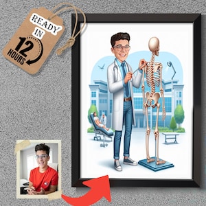 Orthopedics Surgeon Cartoon Portrait, Doctor Portrait, Gift for Doctor, Custom Cartoon, Doctor Caricature from Photo, Medical Caricature