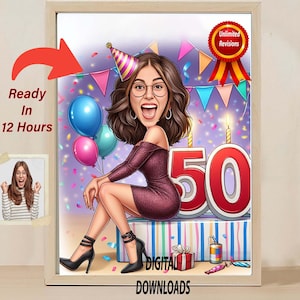50 cumpleaños caricatura cumpleaños dibujos animados cumpleaños caricatura regalo de cumpleaños para hombre marido mujer caricatura de foto cumpleaños personalizado