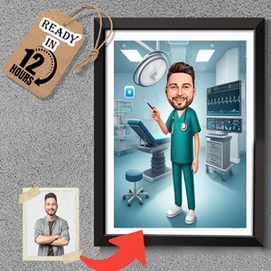 Custom Surgeon Cartoon Portrait, Surgeon Caricature, Gift for Surgeon, Surgeon Cartoon, Unique Surgeon Gift, Caricature from Photo.