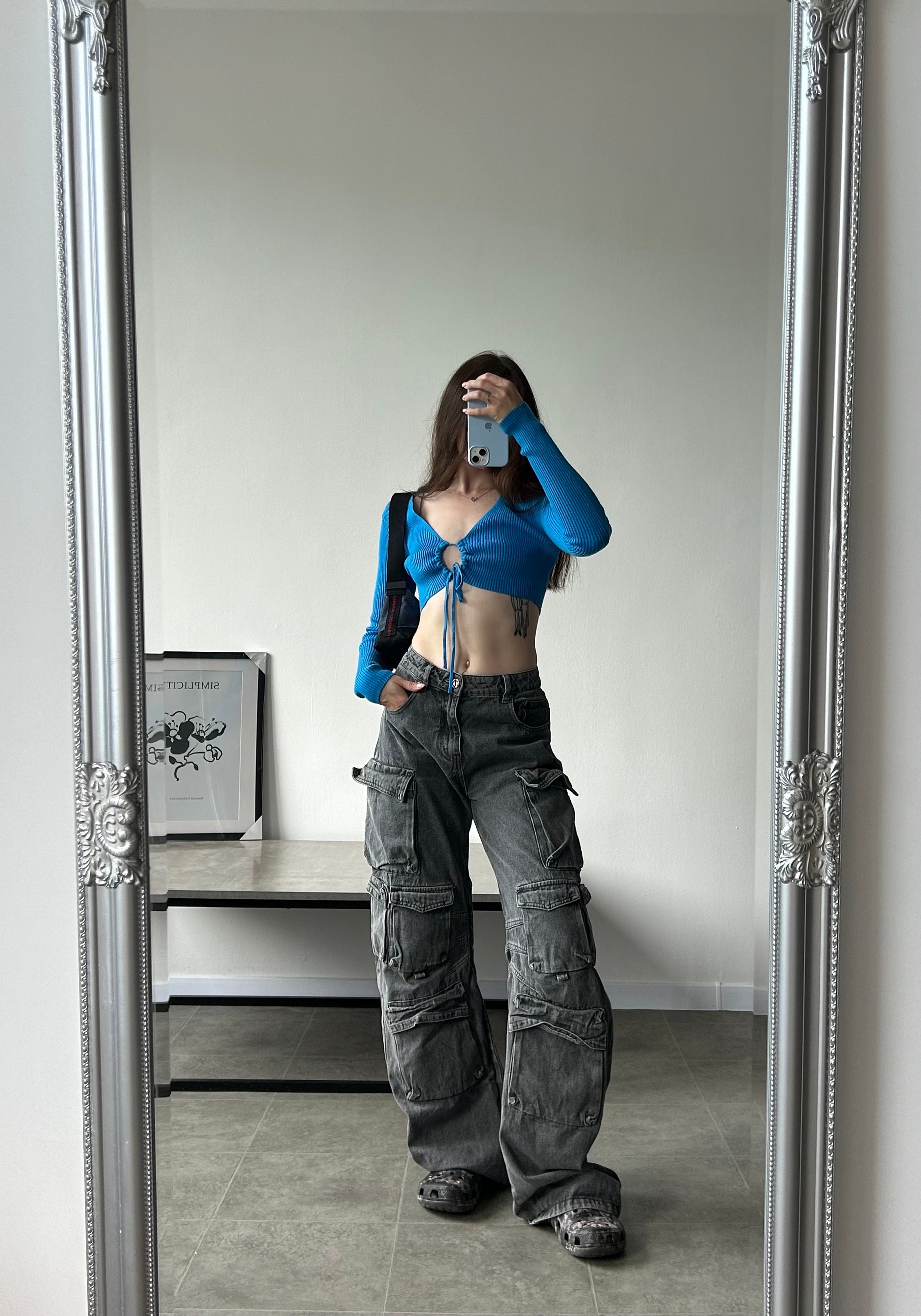 Buy Crazy Multipocket Cargo Jeans Avant Garde Y2K Vintage Online 