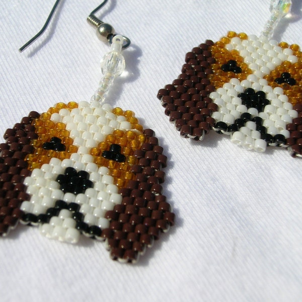 Cutest Little Beagle Puppy Beaded Dangle Earrings