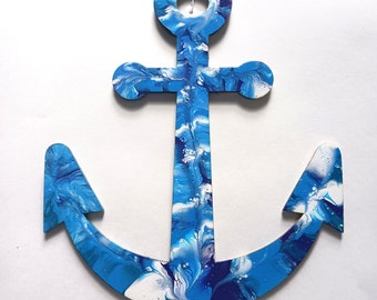 Painted Wood Anchor Wall Hanging